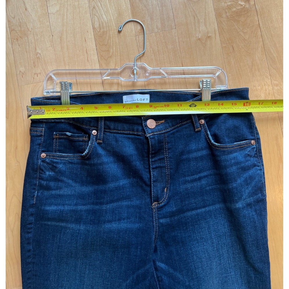 LOFT Jeans Women 12/31 Blue Modern Skinny Dark Wash Stretch Denim Distressed - Picture 8 of 10